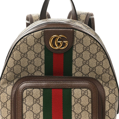 Gucci GG Supreme Monogram Calfskin Web Small Ophidia Day Backpack Beige Ebony New Acero