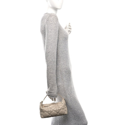 Christian Dior Calfskin Macrocannage Medium Diortravel Nomad Pouch Sand