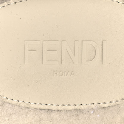 Fendi Suede Shearling FF Embossed Mens Sabot Mules 39 Brown