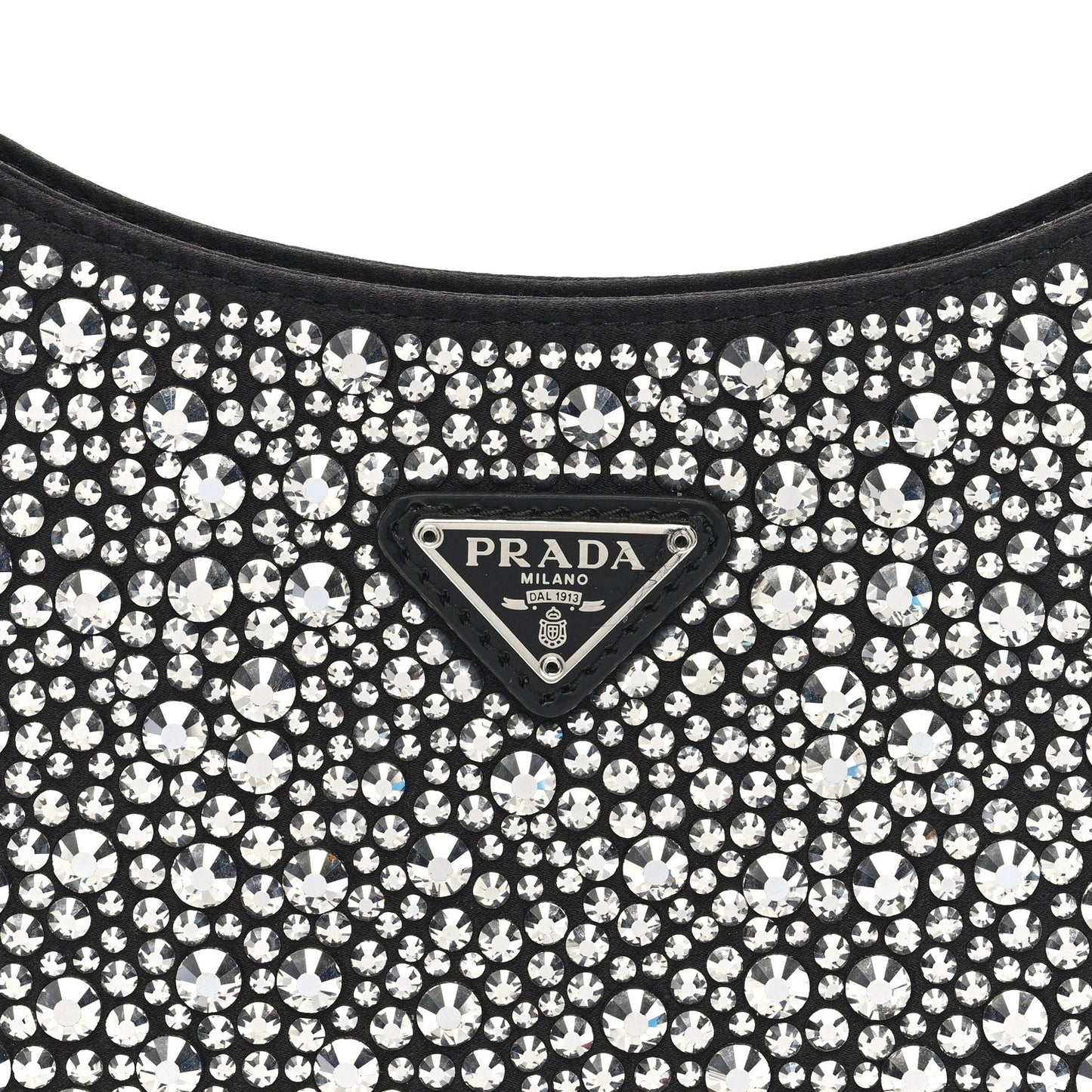 Prada Satin Crystal Cleo Adjustable Strap Shoulder Bag Metal