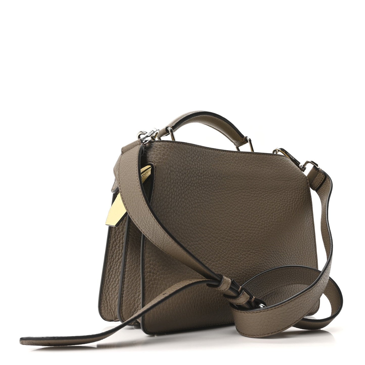 Fendi Cuoio Romano Vitello Cover Glazed Fabric Bi-Color FF 1974 Mini Peekaboo I SEE U Satchel Tartufo Banana Tobacco Moro