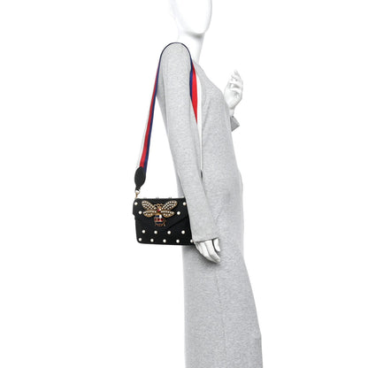 Gucci Nappa Pearl Studded Mini Queen Margaret Broadway Shoulder Bag Black