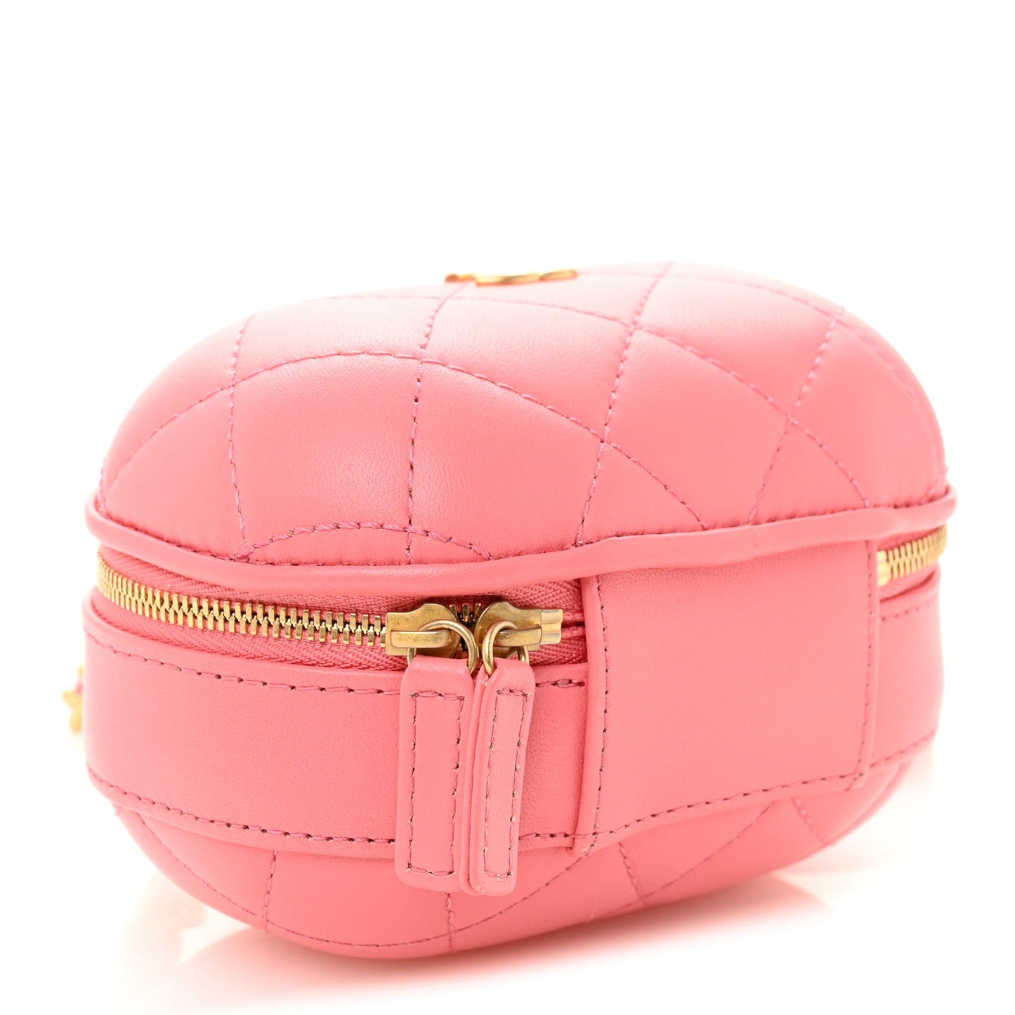 Chanel Lambskin Quilted CC Bubble Vanity Case With Chain Pink