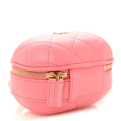 Chanel Lambskin Quilted CC Bubble Vanity Case With Chain Pink