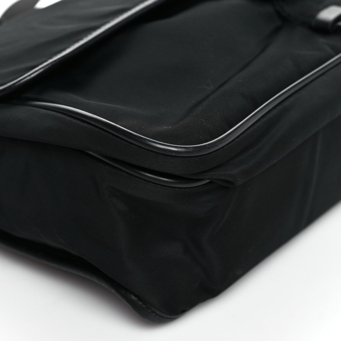 Prada Tessuto Nylon Saffiano Single Snap Buckle Flap Messenger Bag Black
