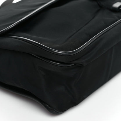 Prada Tessuto Nylon Saffiano Single Snap Buckle Flap Messenger Bag Black