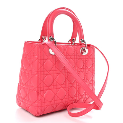 Christian Dior Lambskin Cannage Medium Lady Dior Fuchsia