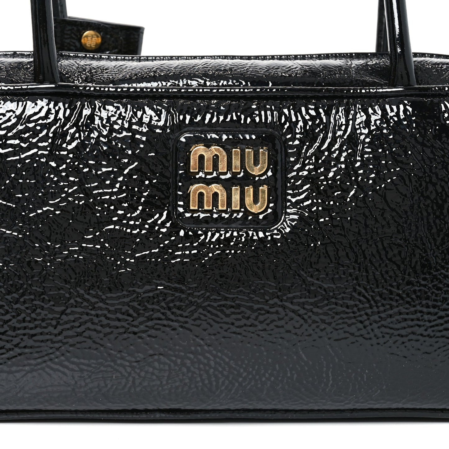 Miu Miu Naplak Patent Small Beau Top Handle Bag Black