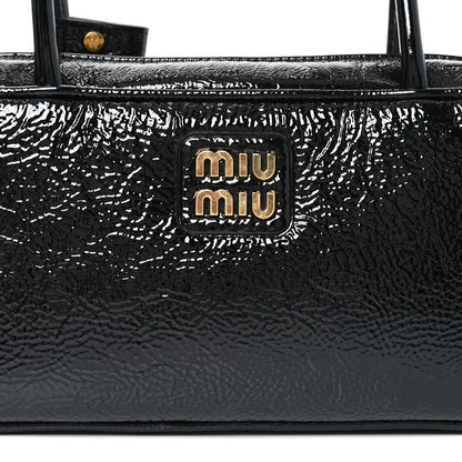 Miu Miu Naplak Patent Small Beau Top Handle Bag Black