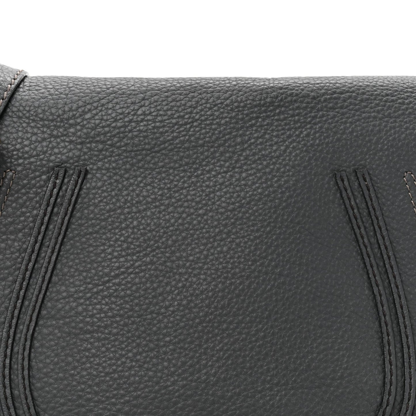 Chloe Grained Calfskin Medium Marcie Saddle Bag Iron Grey