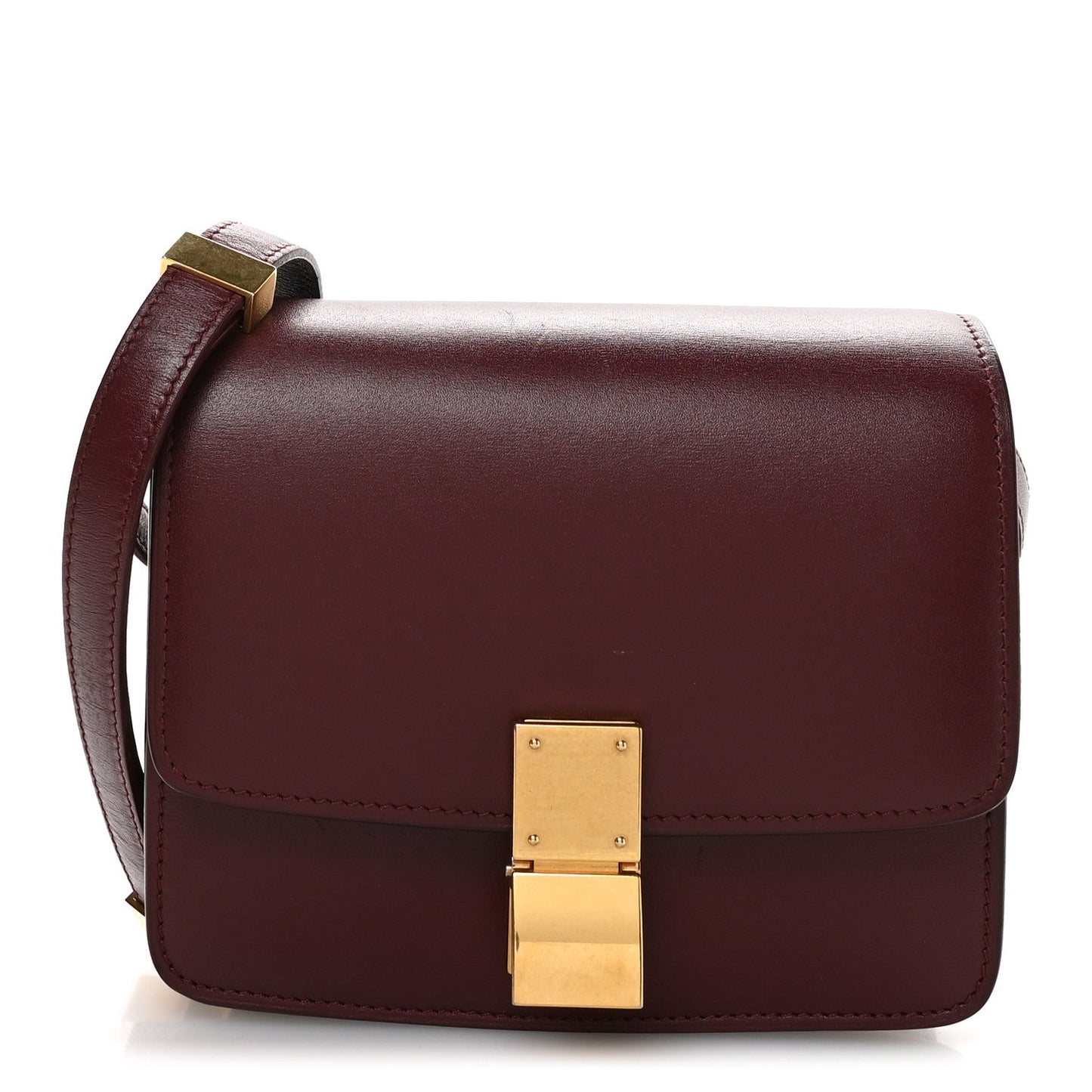 Celine Box Calfskin Small Classic Box Flap Bag Burgundy