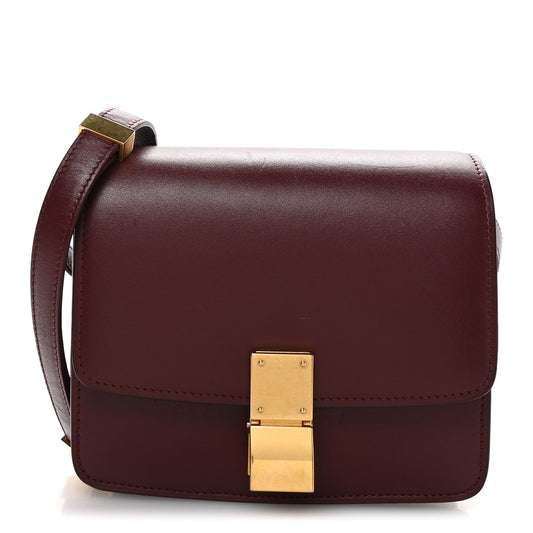 Celine Box Calfskin Small Classic Box Flap Bag Burgundy