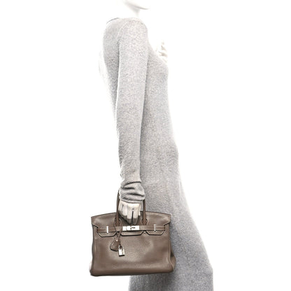 Hermes Taurillon Clemence Birkin 30 Etoupe