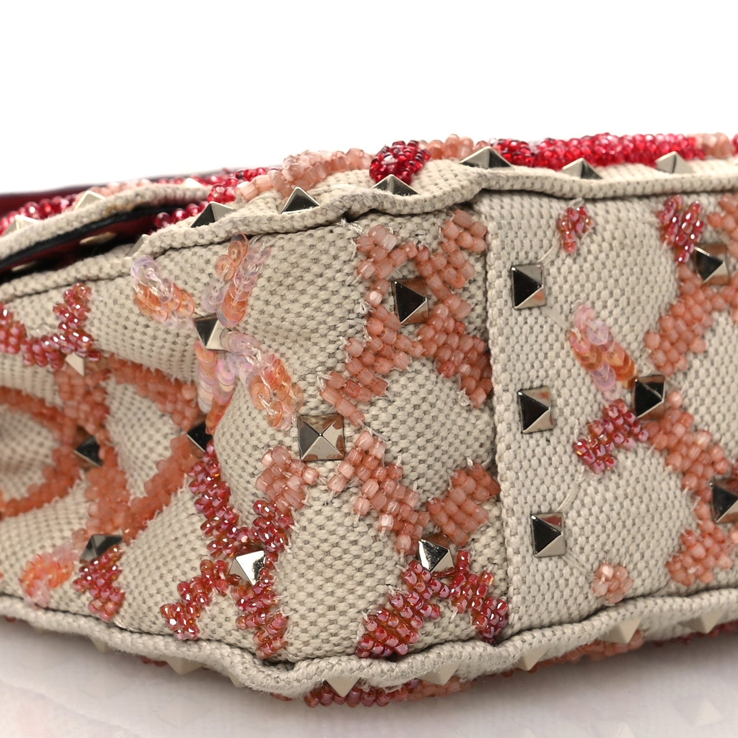 Valentino Garavani Canvas Beaded Small Rockstud Spike Shoulder Bag Multicolor