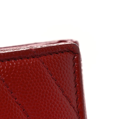 Saint Laurent Grain De Poudre Matelasse Chevron Monogram Compact Wallet Red