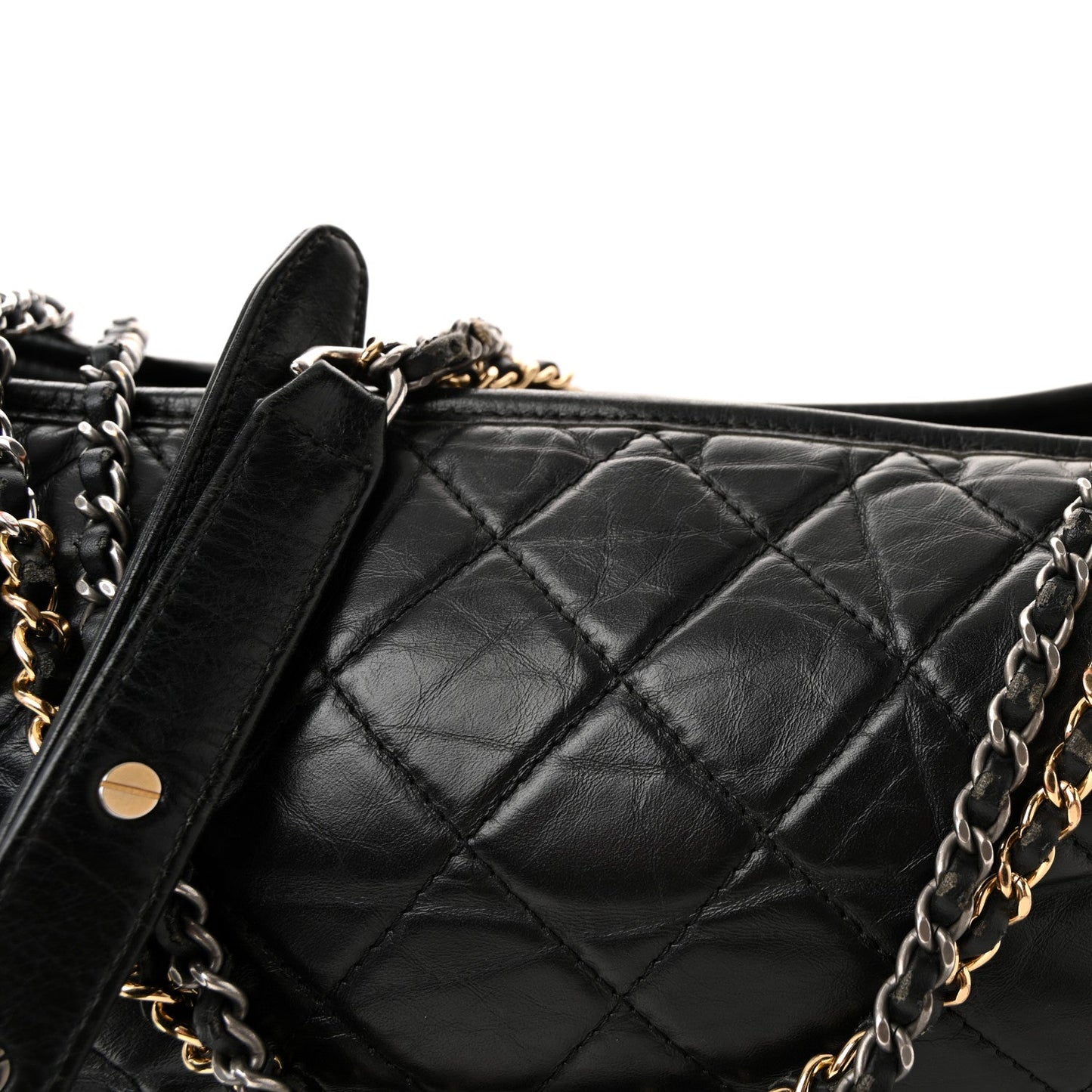 Chanel Aged Calfskin Quilted Medium Gabrielle Hobo Black