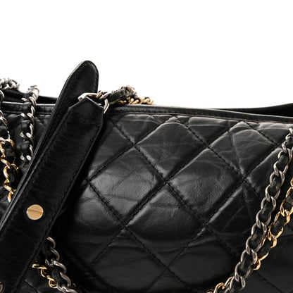 Chanel Aged Calfskin Quilted Medium Gabrielle Hobo Black