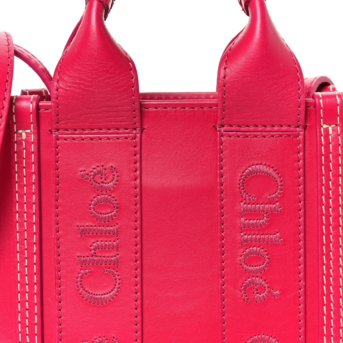 Chloe Calfskin Mini Woody Ribbon Tote Fizzy Pink