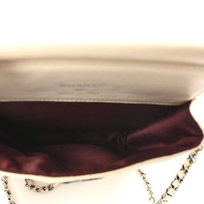 Chanel Calfskin Quilted CC Waiter Clutch With Chain White