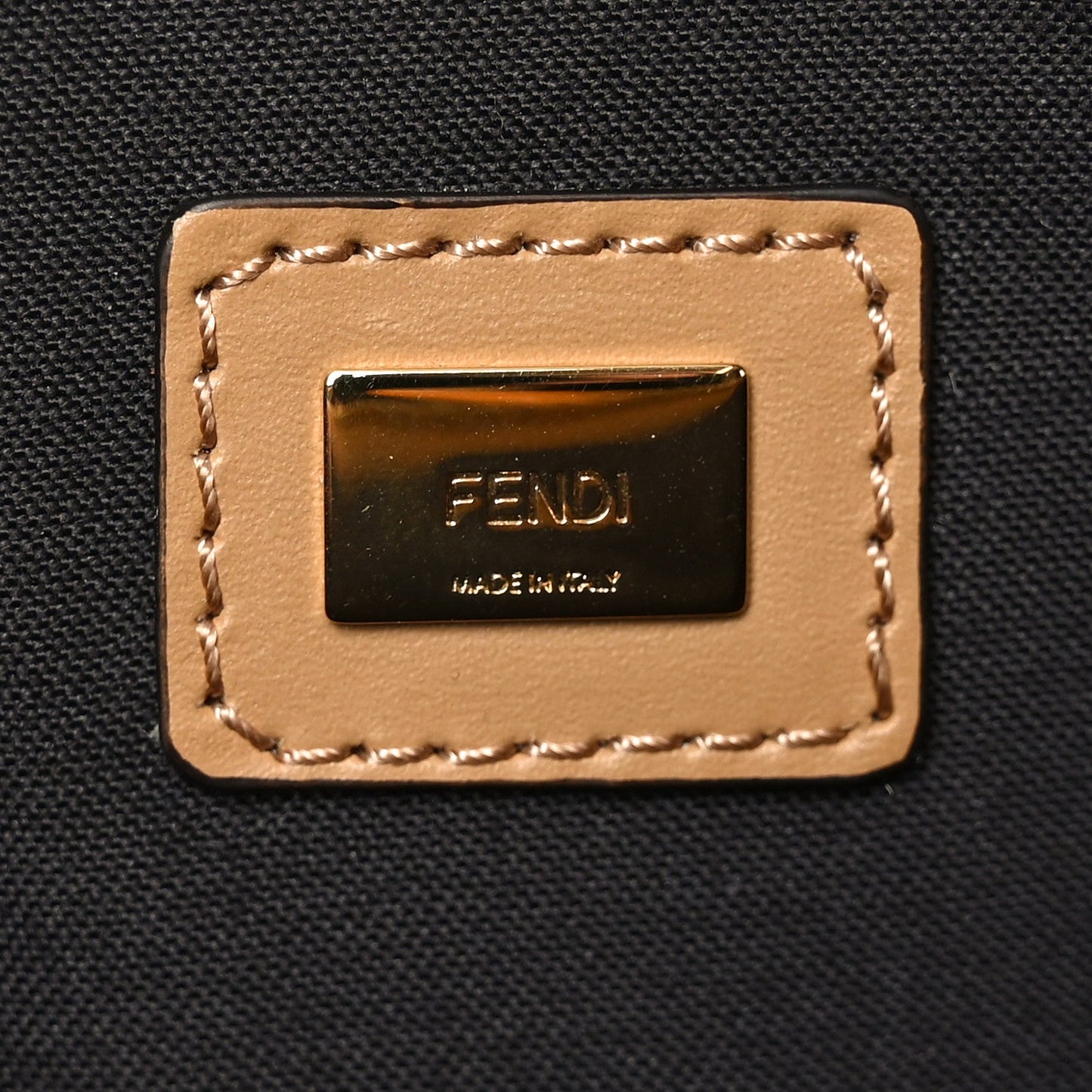 Fendi Vitello King Logo Embossed Large Flat Pouch Miele Scuro