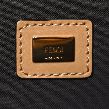 Fendi Vitello King Logo Embossed Large Flat Pouch Miele Scuro