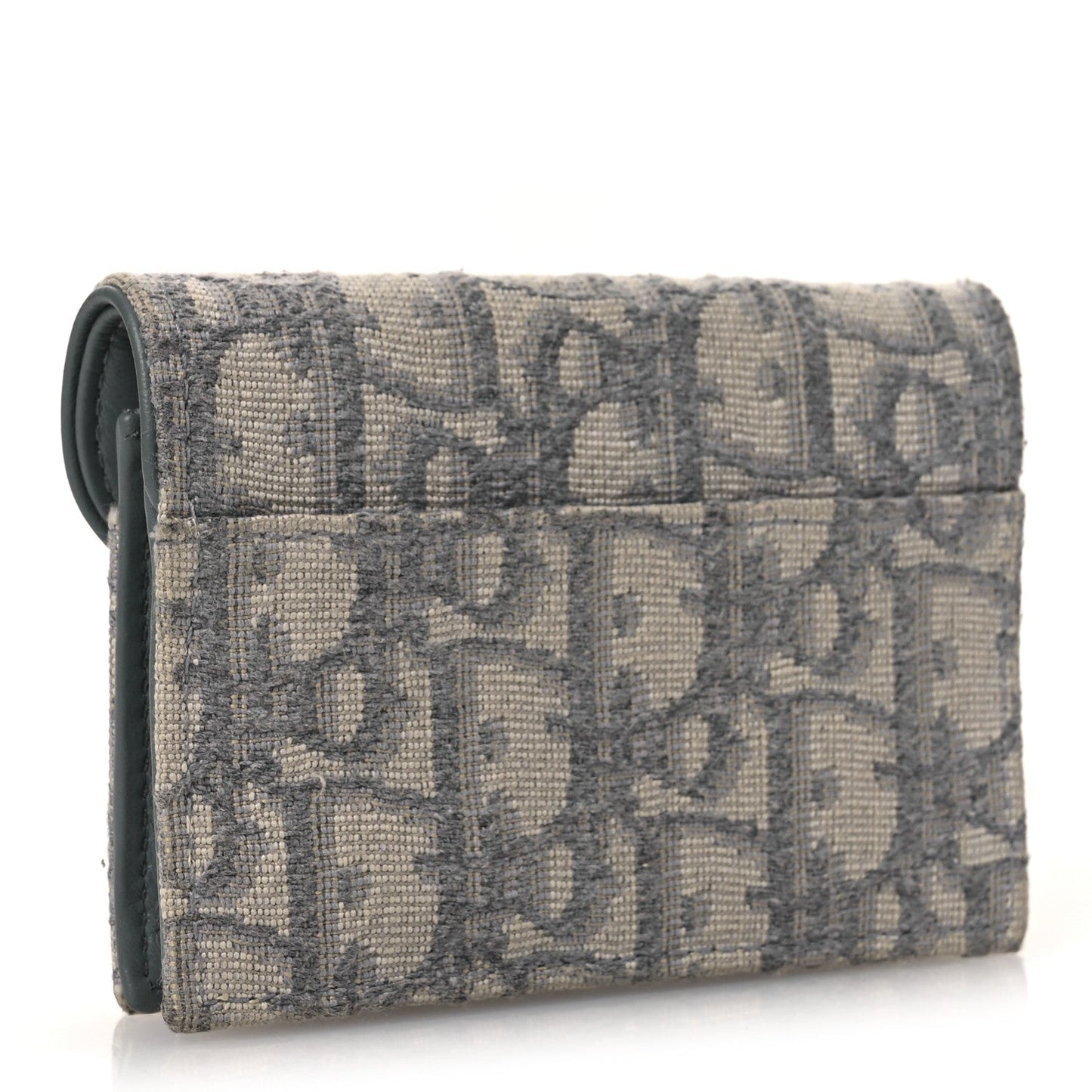 Christian Dior Oblique Saddle Bloom Card Holder Gray
