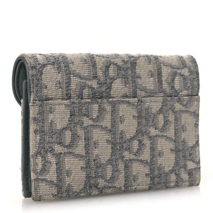 Christian Dior Oblique Saddle Bloom Card Holder Gray