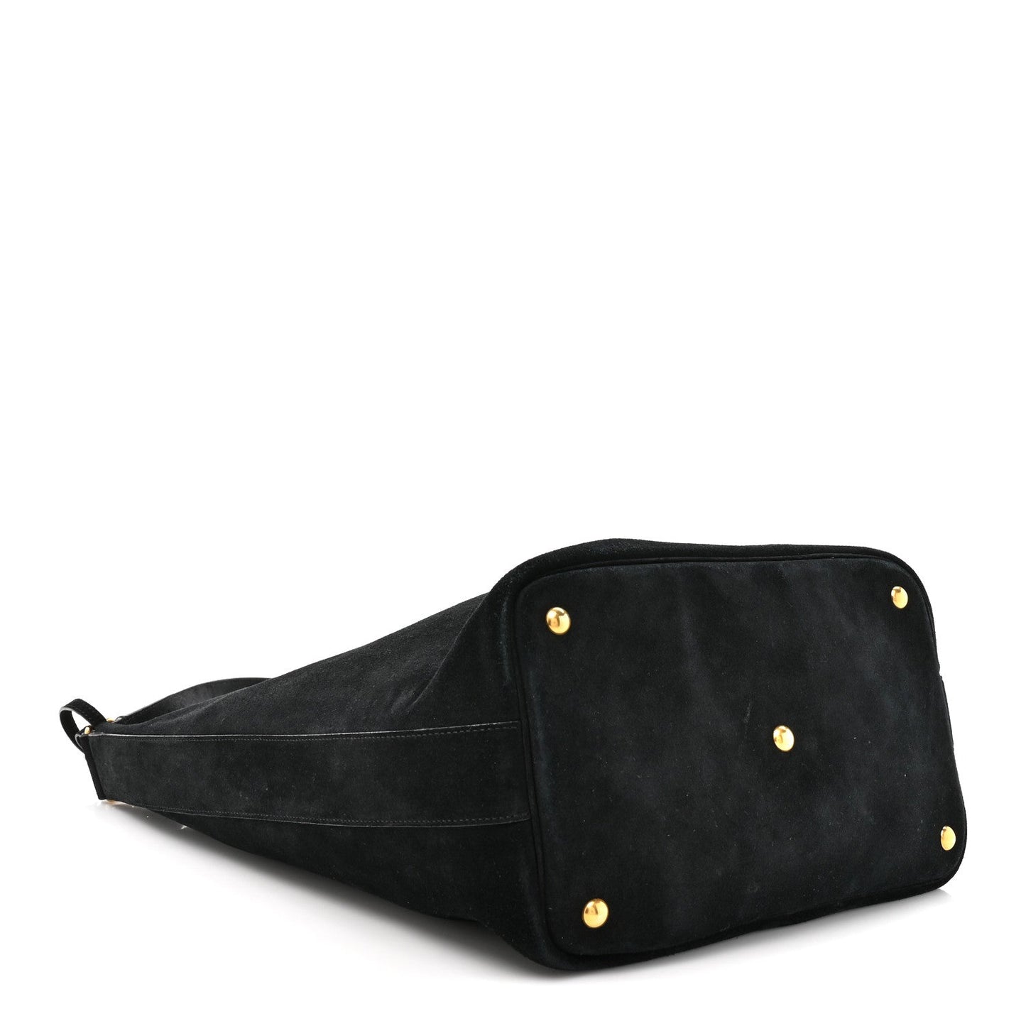 Saint Laurent Suede Studded Bucket Bag Black