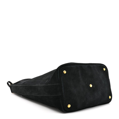 Saint Laurent Suede Studded Bucket Bag Black