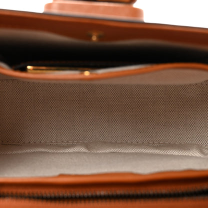 Gucci Boarded Dyana Lux Calfskin Web Small Bamboo 1947 Top Handle Bag Brown