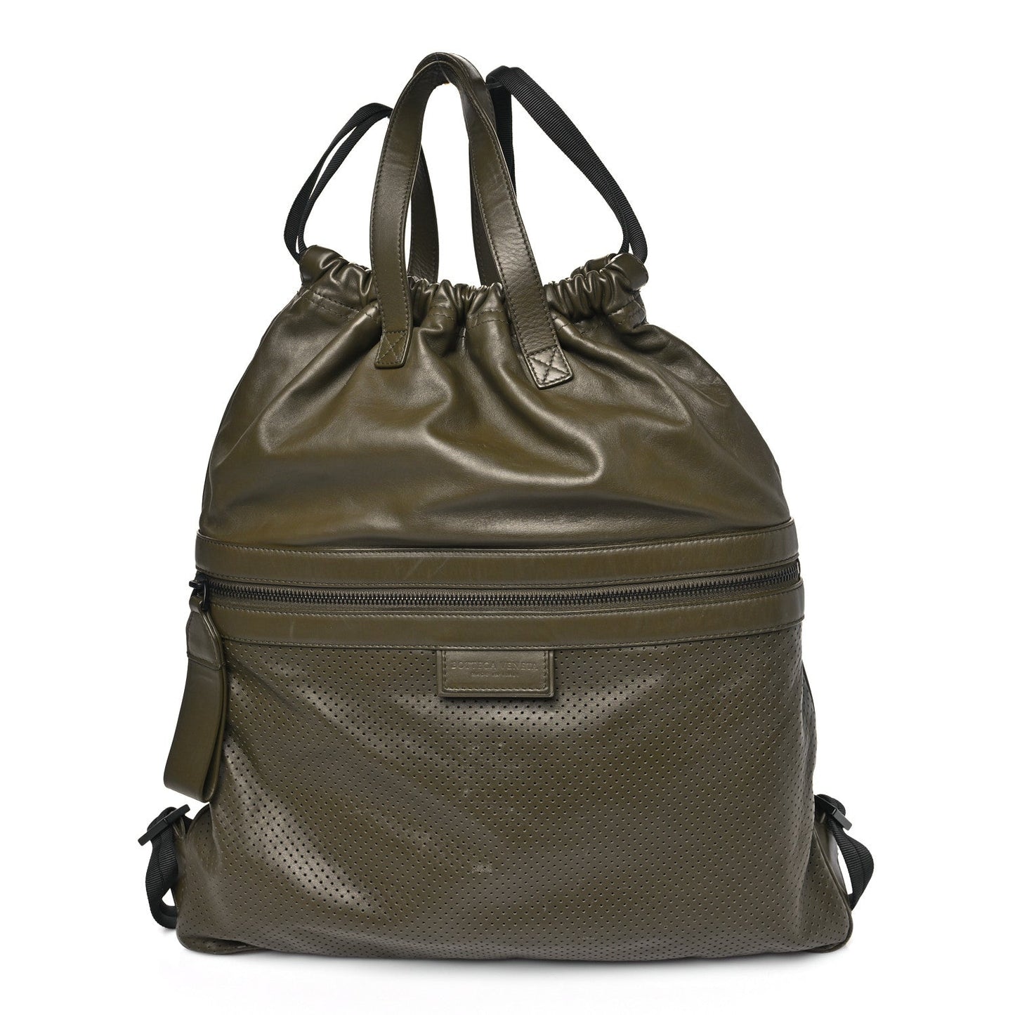 Bottega Veneta Nappa Perforated Leggero Drawstring Backpack Mustard