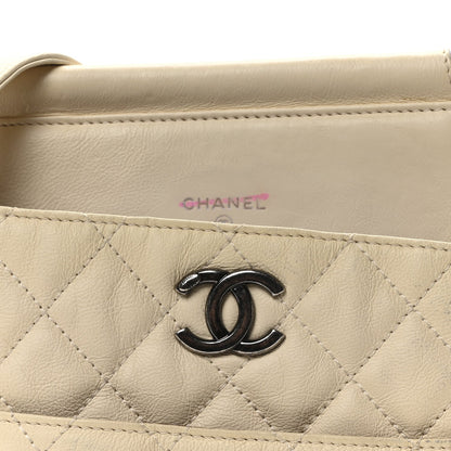 Chanel Calfskin Quilted CC Waiter Clutch With Chain White