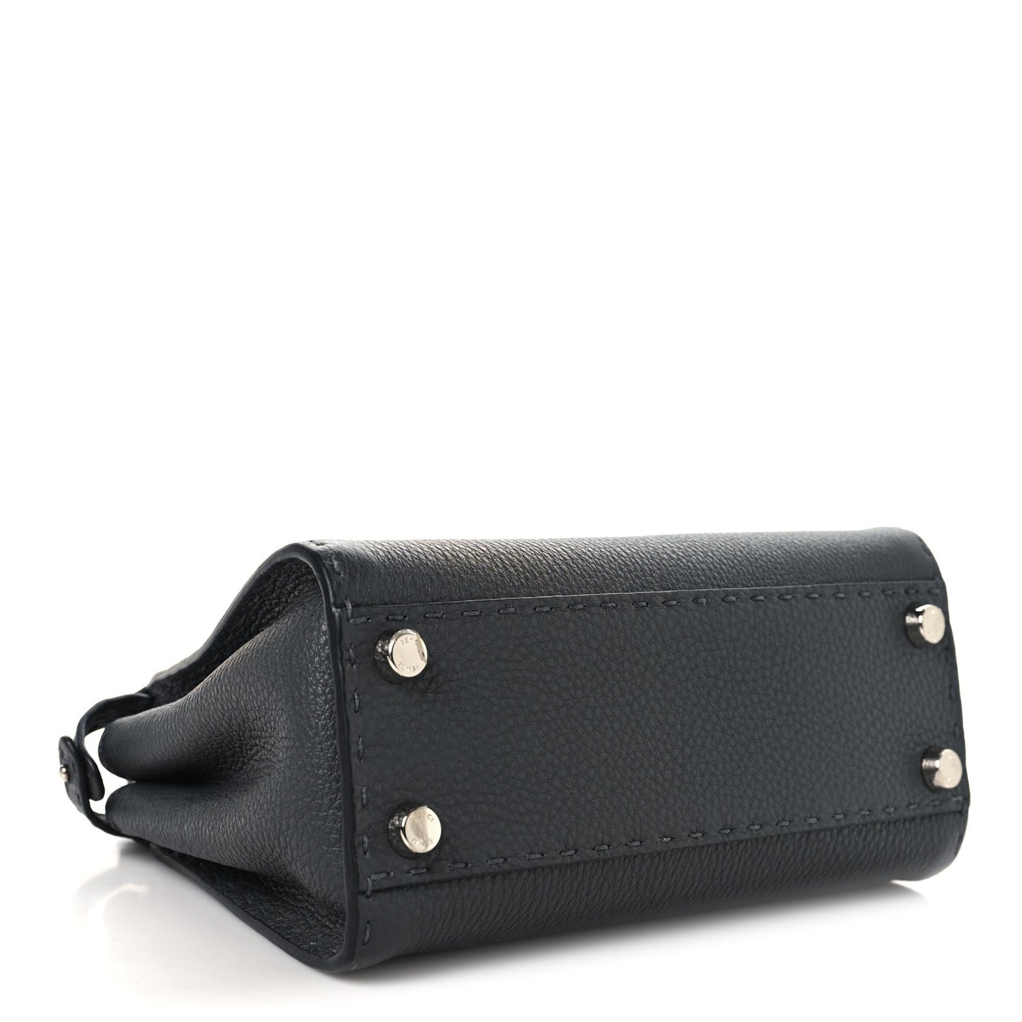 Fendi Cuoio Romano Selleria Bi-Color Mini Peekaboo Iconic Satchel Asfalto Latte