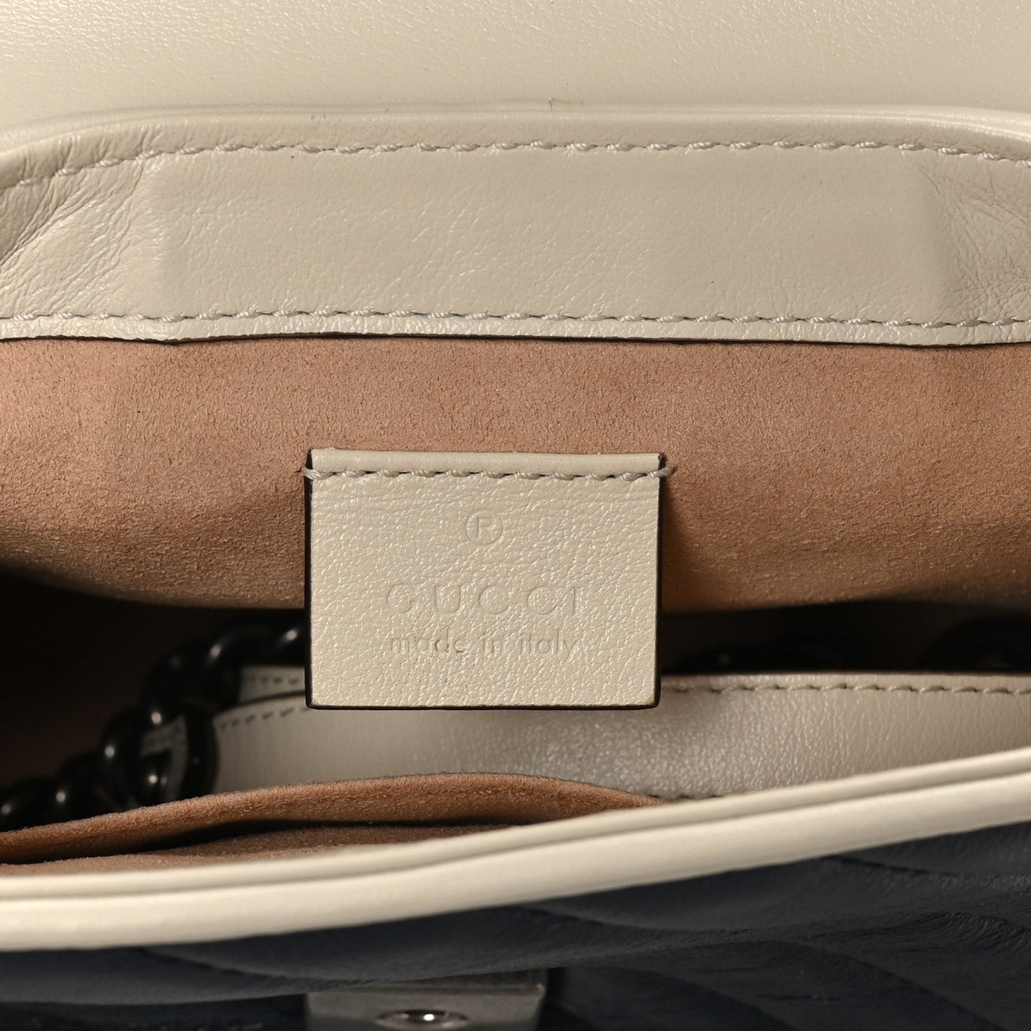 Gucci Vintage Effect Calfskin Matelasse Diagonal Mini Torchon GG Marmont Top Handle Shoulder Bag Blue Agata Mystic White