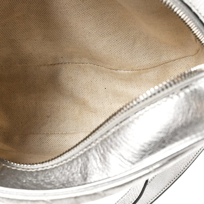 Gucci Metallic Sakai Be Green Calfskin Diagonal Stitched Small Blondie Shoulder Bag Silver