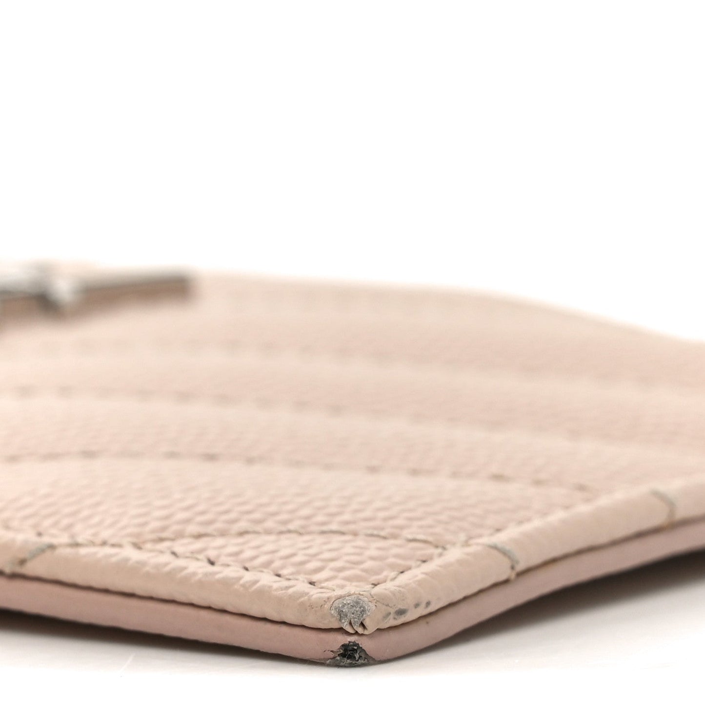 Saint Laurent Grain De Poudre Matelasse Chevron Monogram Fragments Zippered Card Case Marble Pink