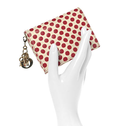 Christian Dior Calfskin DiorAmour Dots 5 Gusset Card Holder Red White