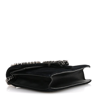 Gucci Velvet Crystal Super Mini Dionysus Shoulder Bag Black