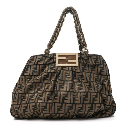 Fendi Metallic Lurex Zucca Mia Tote Bronze