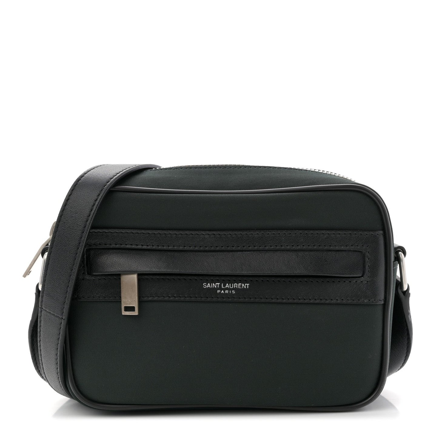 Saint Laurent Lambskin Nylon Small Camp Camera Bag Dark Green