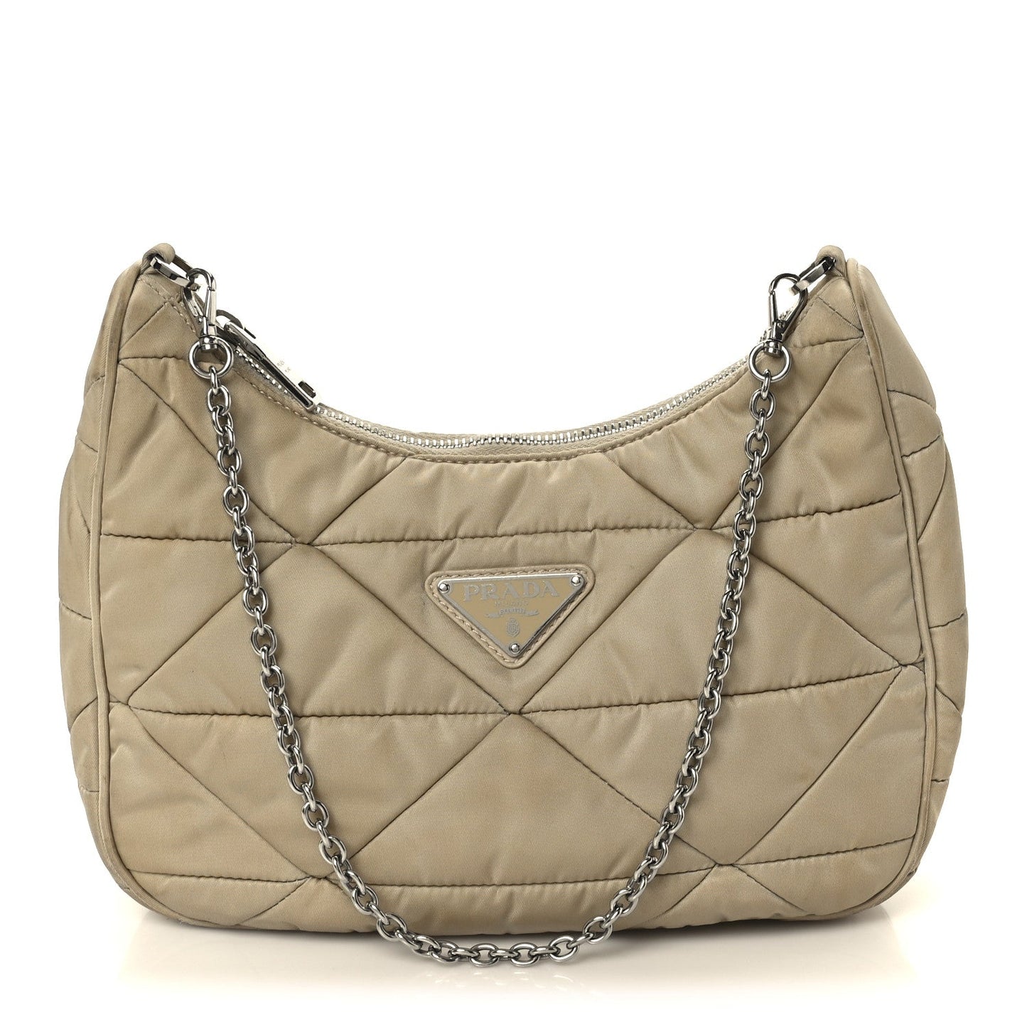 Prada Re-Nylon Triangle Quilted Padded Patchwork System Shoulder Bag Deserto