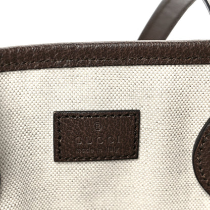 Gucci GG Supreme Monogram Textured Calfskin Small Ophidia Shoulder Tote Bag Beige Ebony New Acero