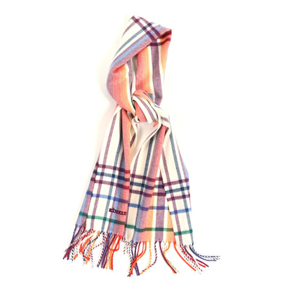 Hermes Cashmere Sweet Love Fringe Scarf Ecru Mandarine Aubergine