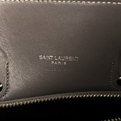 Saint Laurent Grained Calfskin Topstich Baby Sac De Jour Grey