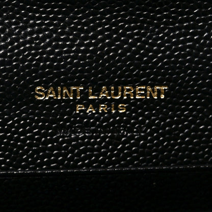 Saint Laurent Grain De Poudre Matelasse Chevron Small Monogram Envelope Wallet Black