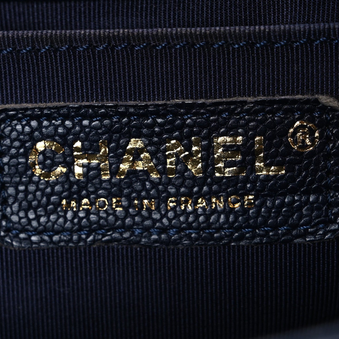 Chanel Metallic Caviar Quilted Medium Boy Flap Navy