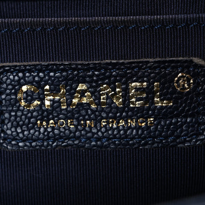 Chanel Metallic Caviar Quilted Medium Boy Flap Navy