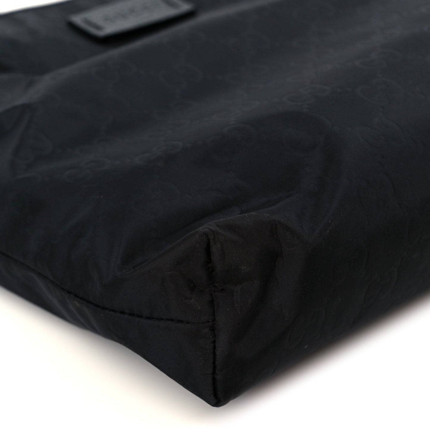 Gucci Nylon Monogram Dollar Calfskin Flat Messenger Bag Black