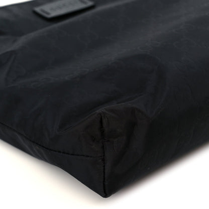 Gucci Nylon Monogram Dollar Calfskin Flat Messenger Bag Black