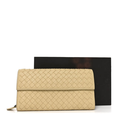 Bottega Veneta Nappa Intrecciato Continental Flap Wallet New Sand